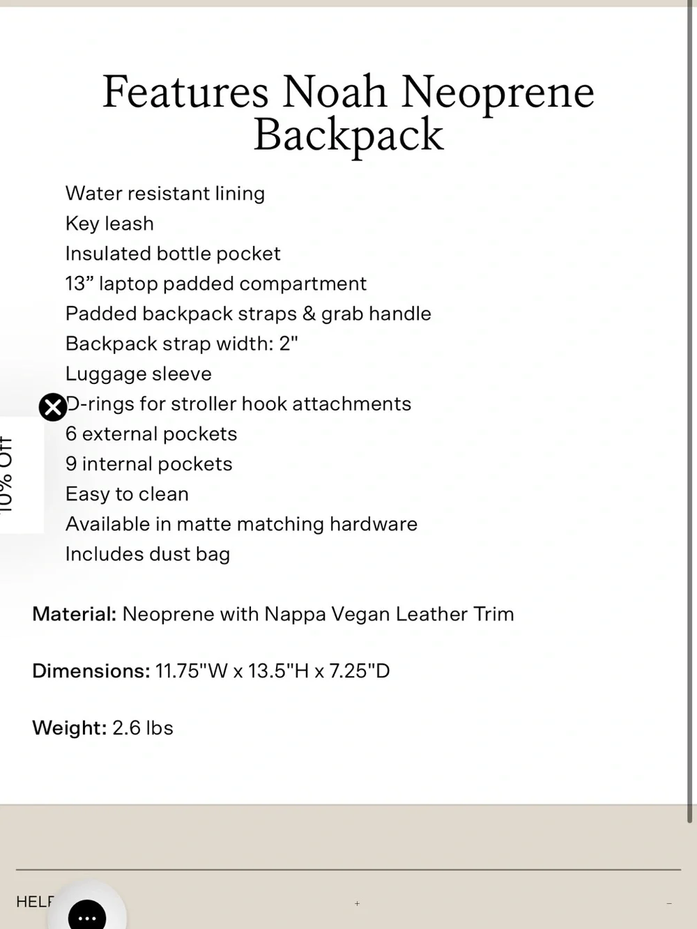 Mina Baie Noah Nylon diaper bag backpack